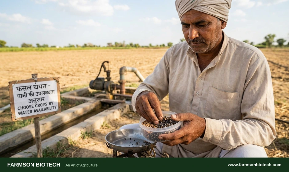 Farmer working in field affected by unpredictable rainfall patterns